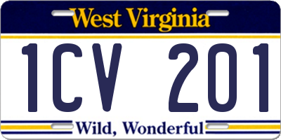 WV license plate 1CV201
