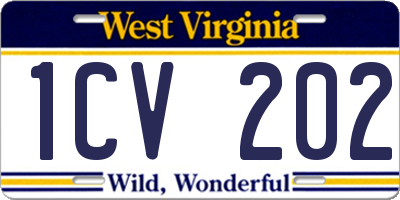 WV license plate 1CV202