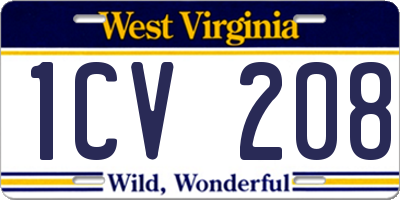 WV license plate 1CV208