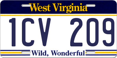 WV license plate 1CV209