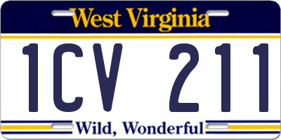 WV license plate 1CV211