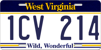 WV license plate 1CV214