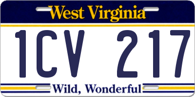 WV license plate 1CV217
