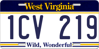 WV license plate 1CV219