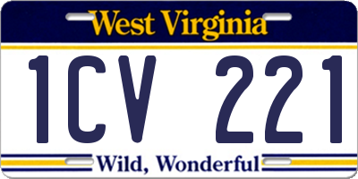 WV license plate 1CV221