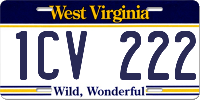 WV license plate 1CV222