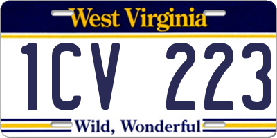 WV license plate 1CV223
