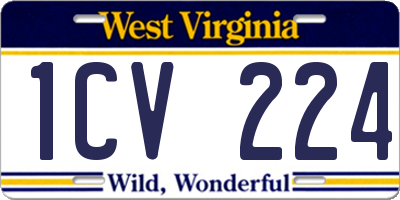 WV license plate 1CV224