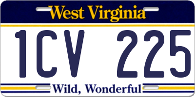 WV license plate 1CV225
