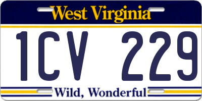 WV license plate 1CV229