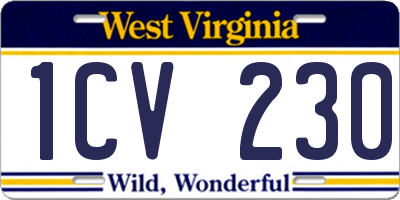 WV license plate 1CV230