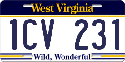 WV license plate 1CV231