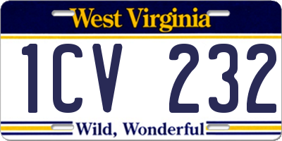 WV license plate 1CV232