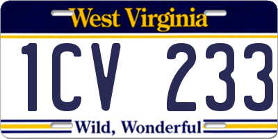 WV license plate 1CV233