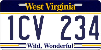 WV license plate 1CV234