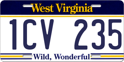 WV license plate 1CV235