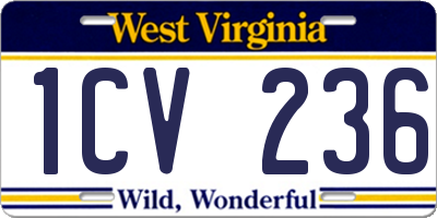 WV license plate 1CV236