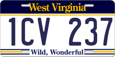 WV license plate 1CV237