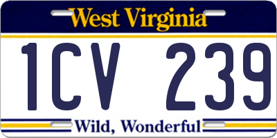 WV license plate 1CV239