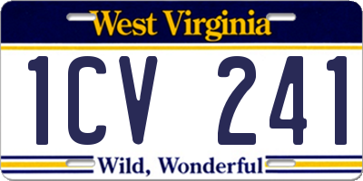 WV license plate 1CV241