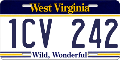 WV license plate 1CV242