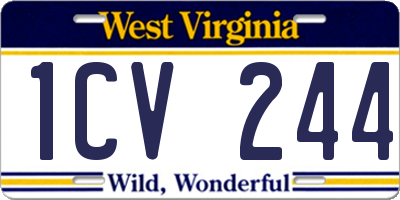WV license plate 1CV244