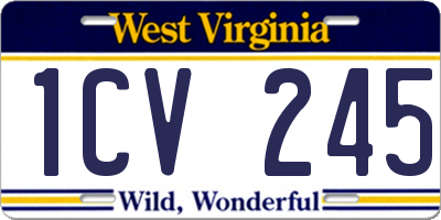 WV license plate 1CV245