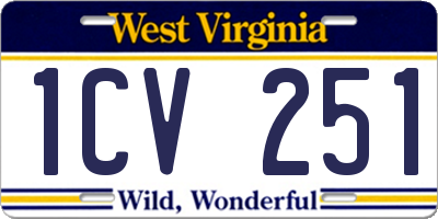 WV license plate 1CV251