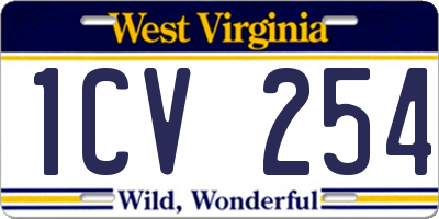 WV license plate 1CV254