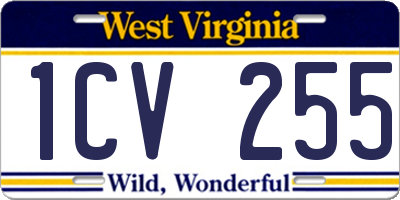 WV license plate 1CV255