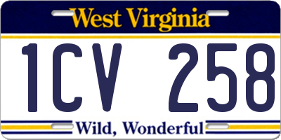 WV license plate 1CV258