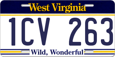 WV license plate 1CV263