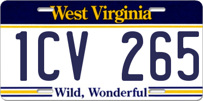 WV license plate 1CV265