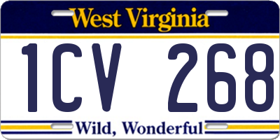 WV license plate 1CV268