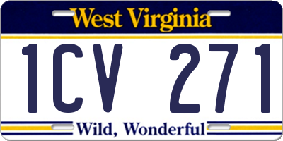 WV license plate 1CV271
