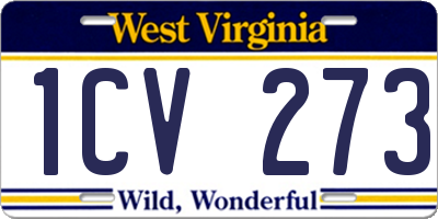 WV license plate 1CV273