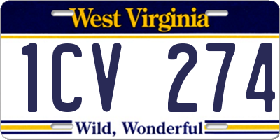 WV license plate 1CV274