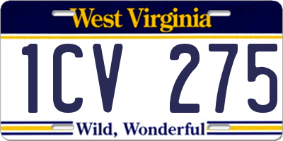 WV license plate 1CV275