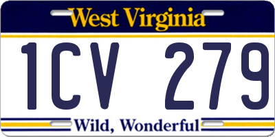 WV license plate 1CV279