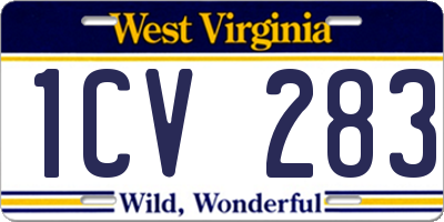 WV license plate 1CV283
