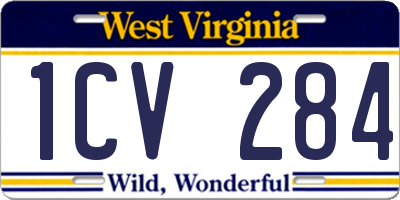 WV license plate 1CV284