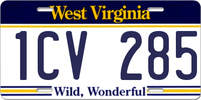 WV license plate 1CV285