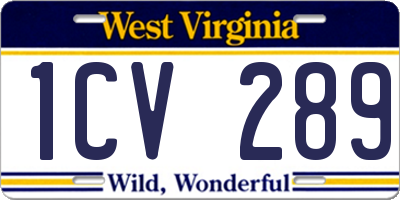 WV license plate 1CV289