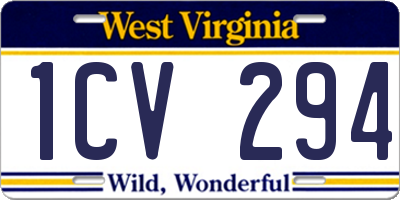 WV license plate 1CV294