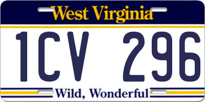 WV license plate 1CV296