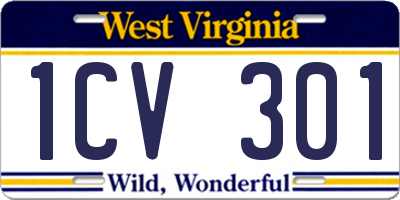 WV license plate 1CV301