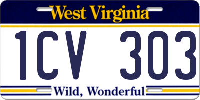 WV license plate 1CV303