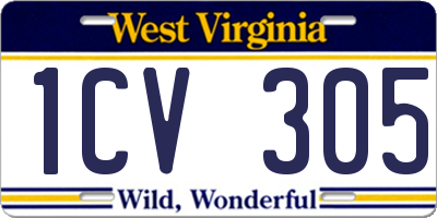 WV license plate 1CV305