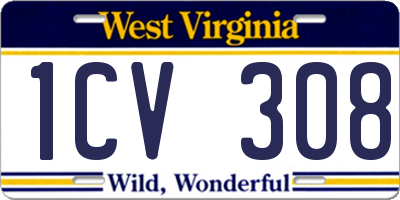 WV license plate 1CV308