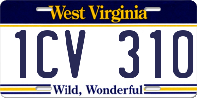 WV license plate 1CV310